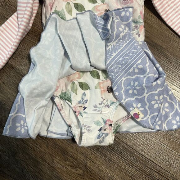 Cheeky Plum Girls 2T Farrah Leotard Floral Dance Long Sleeve Pink Puple - Picture 3 of 4